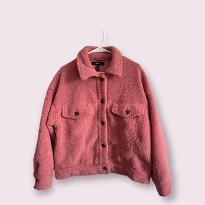 Pink oversized fleece jacket